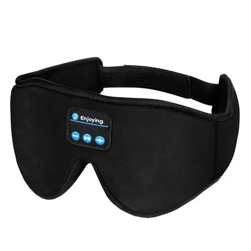 Bluetooth Sleeping Headphones 3D Eye Mask Wireless Headband Soft Elastic Comfortable Music Earphones Sleep Mask For Travel Nap - Color: Black